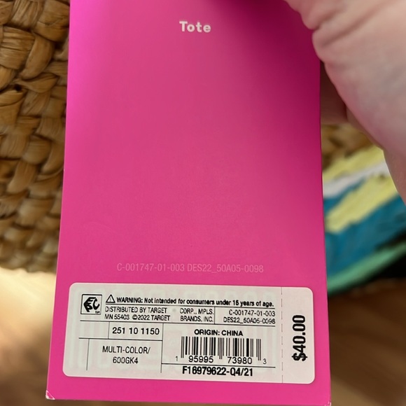 NWT Tabitha Brown Target Wicker Woven Beach Bag Tropical - Picture 5 of 7